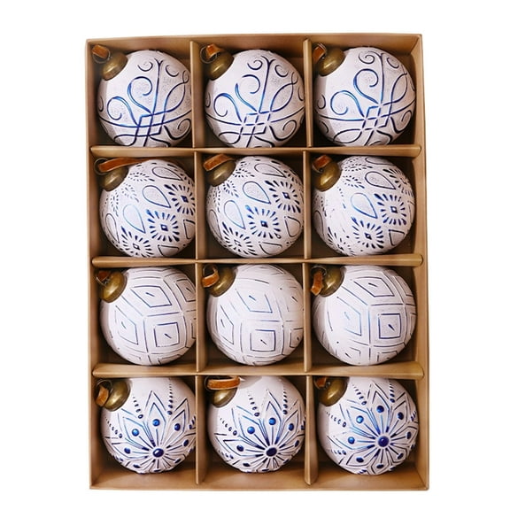12PCS Christmas Ball Ornaments Set – Festive Tree Decorations with Unique Styles for Holiday Celebrations, Wreaths, Garlands, and Gift Packages to Create a Magical Seasonal Atmosphere