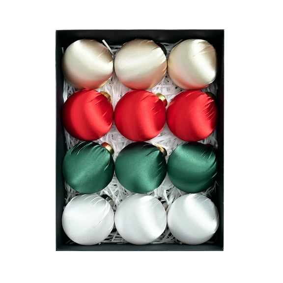 12PCS Christmas Balls Christmas Tree Decorations, Flocked Christmas Balls Ornaments Satin Plastic Balls Decorative Hanging Ornaments for Holiday Wedding Party Home Decor, 2.4 Inch