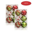 thumbnail image 1 of 12PCS Christmas Balls Ornament 2.4" Glittering Hanging Xmas Balls for Tree Decoration Swirl Candy Cane Elf Balls Red Green Plastic Christmas Baubles for Home Indoor Holiday Party Decor, 1 of 9