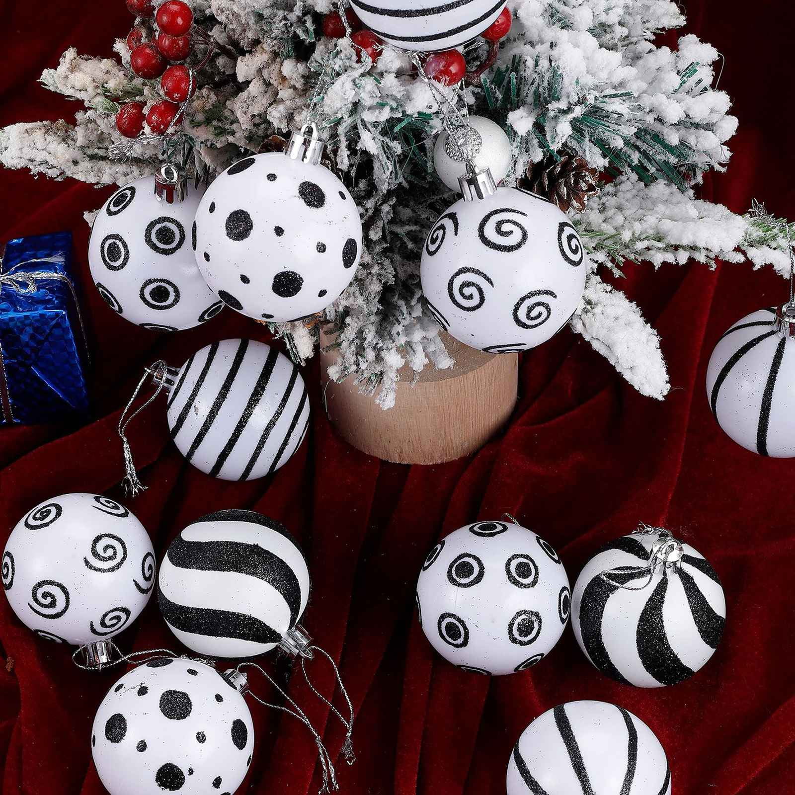 12PCS Christmas Balls Ornament 2.4" Glittering Hanging Xmas Balls for