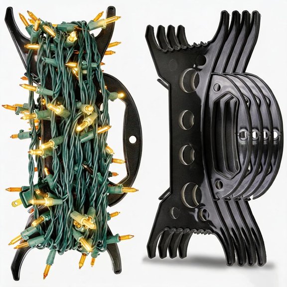 12PCS Christmas Light Storage Holder, All Purpose Holiday Light Storage, Cord Wind up, Christmas Organizer for String Lights, Extensions Cords, Garland, Beads and More, Black