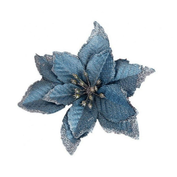 12PCS Christmas Poinsettia Flowers, Artificial Flowers Glitter Poinsettia Christmas Tree Ornaments for Christmas Decorations
