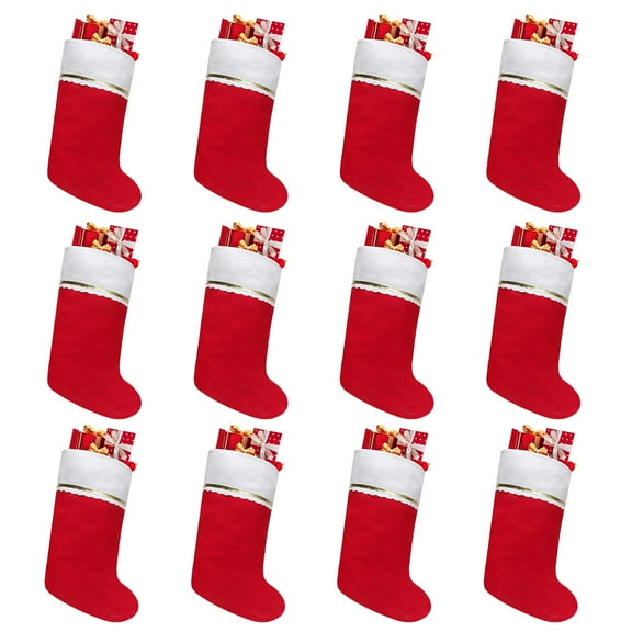 12PCS Christmas Stocking Candy Sock Bag Xmas Tree Hanging Decor Gift for Holiday Home Party Decorations