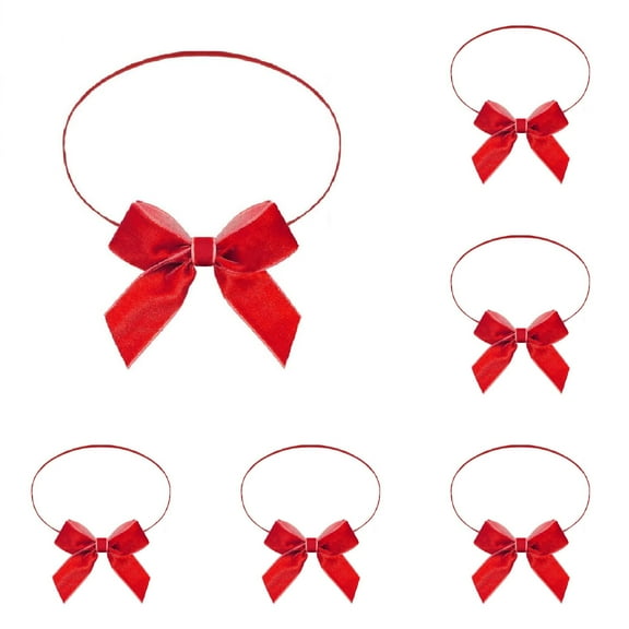 12PCS Christmas Stretch Loops with Bows Red and Green Elastic Premade Craft Bows for Gift Wrapping, Reusable Velvet Ribbon Loops for Xmas Boxes, Party Favors & Holiday Decoration (20–24 Inch)