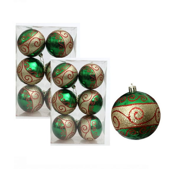 12PCS Christmas Tree Decorations Set,3.2" Retro Luxury Red Green Gold Shatterproof Christmas Ball Ornaments,Hanging Balls Xmas Seasonal Decorative Pendants for Xmas Tree Party Holiday Indoor Decor
