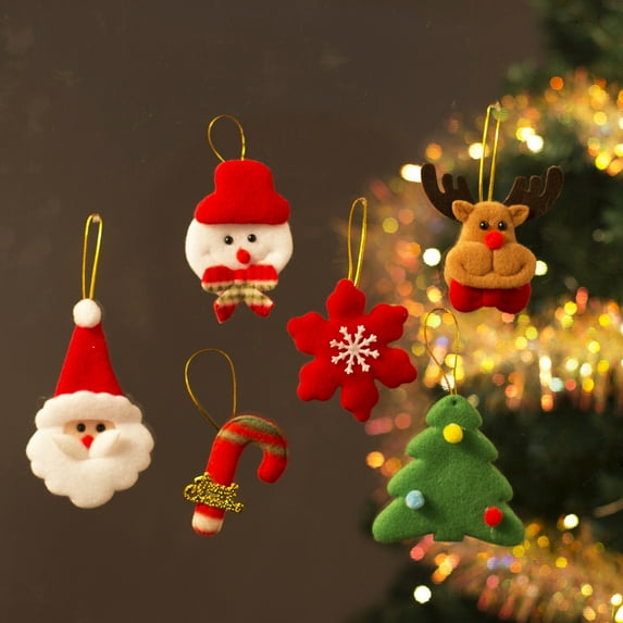 12PCS Christmas Tree Felt Ornament Hanging Decorations Christmas Santa Clause, Red