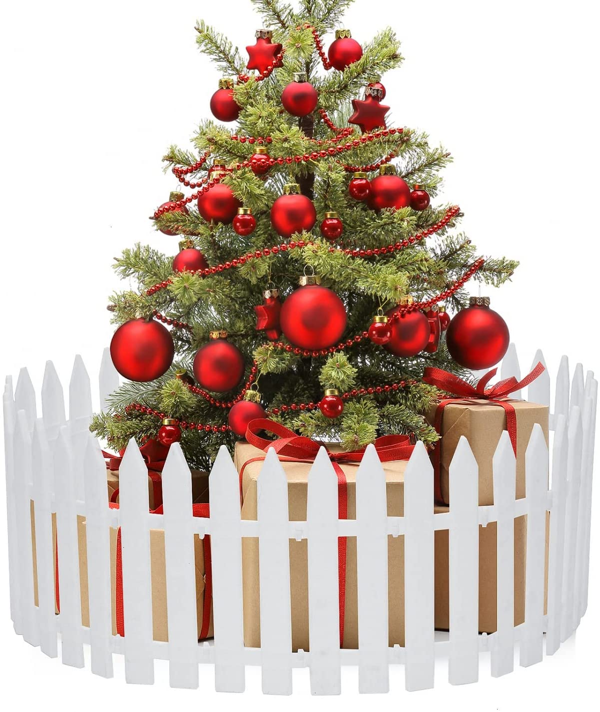 12PCS Christmas Tree Fence Decorations Xmas Indoor Outdoor Gate for
