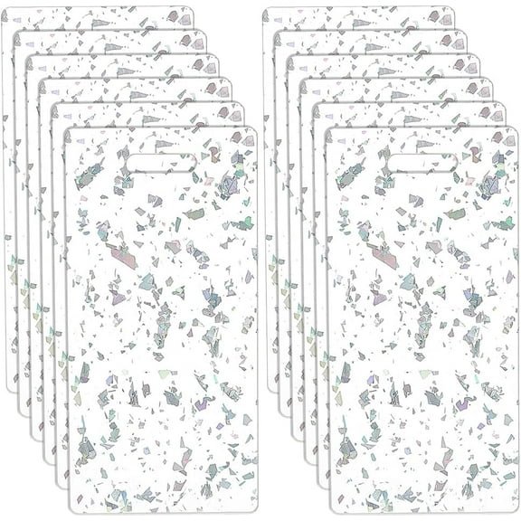 12PCS Clear Acrylic Badge Buddy with Fine Glitter 4.4x2.1inch Rectangular Acrylic Blank Buddy with Protective Film for Nurse Teacher Lab Tech Receptionist Hole: 20x5mm Colorful