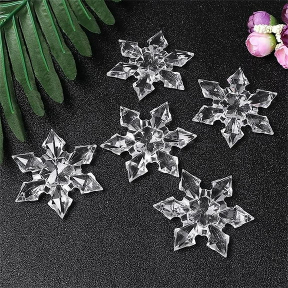 12PCS Clear Crystal Christmas Snowflake Ornament, Acrylic Snowflakes Crystal Pendants with Hole, Small Winter Hanging Decoration for Christmas Tree Home Party DIY Decor
