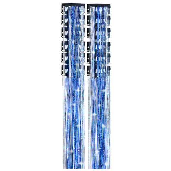 12PCS Clip in Tinsel Hair Extensions, 20 Inch Tinsel Hair Extensions Clip in Champagne, Glitter Hair Extensions Heat Resistant, Festival Sparkling Fairy Hair Party Accessories