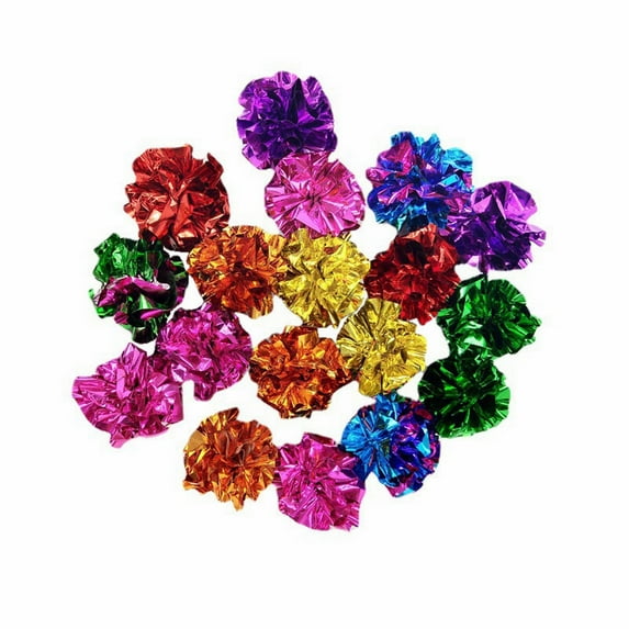 12PCS Colorful Crinkle Foil Mylar Balls, Interactive Cat Toy, Paper Sound Material, Keeps Cats Entertained, Suitable for Indoor Play