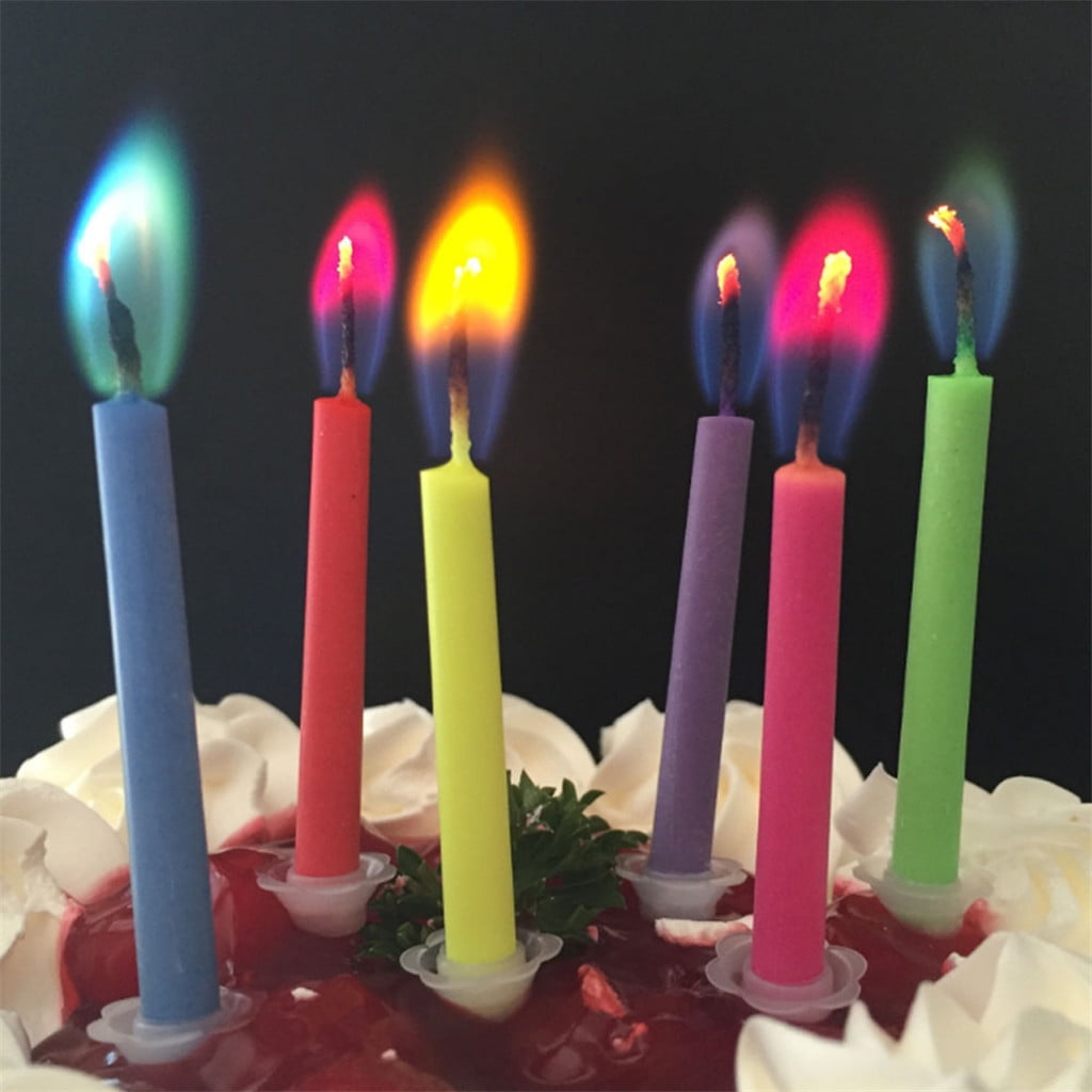 12PCS Colorful Flame Birthday Candles Happy Birthday Candles Smokeless