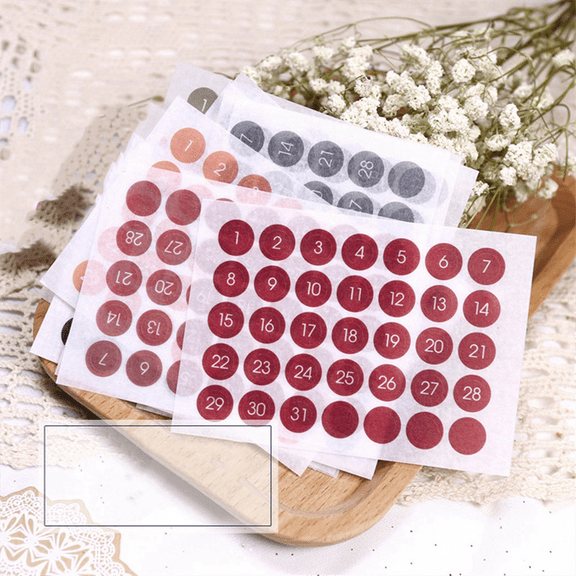 12PCS Colorful Round Number Date Sticker Journal Notebook Label Stickers Stationery Envelope Sealing Tags A