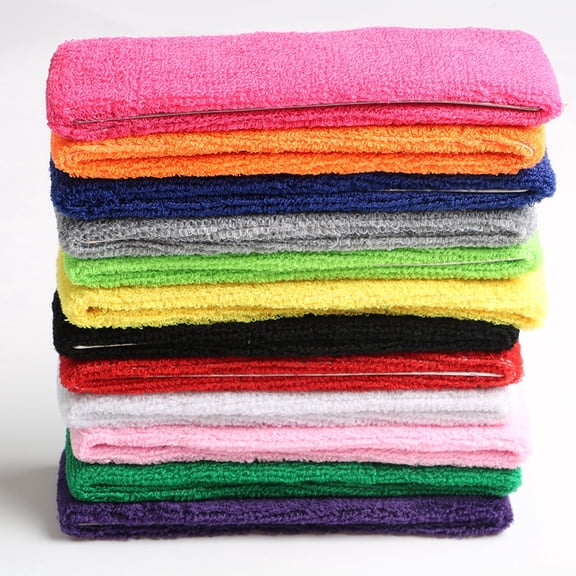 12PCS Cotton Sweatbands Sports Headband for Men Women Moisture Wicking Athletic Terry Cloth Sweatband for Running Gym Working Out(Mixed Color)