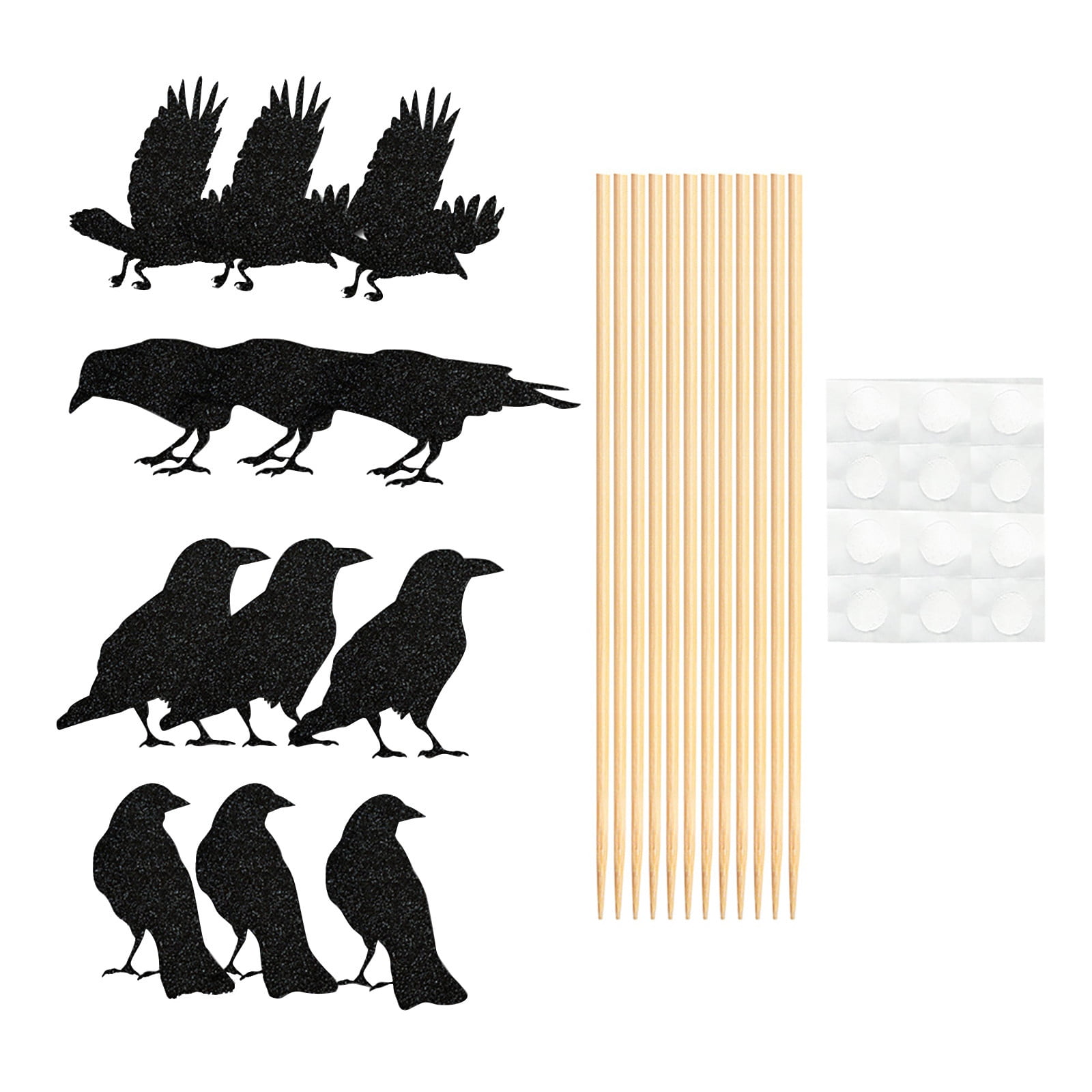 12PCS Crow Cake Insert Holiday Party Birthday Decoration Card Insert