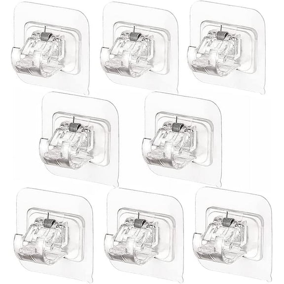 12PCS Curtain Rods No Drilling,No Drill Curtain Rod Brackets Hooks Nail Free Adjustable,Stick on Curtain