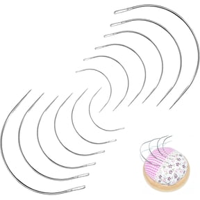 12PCS Curved Needle Set - 2" to 5" CurvedHand Sewing Needles for Leather,Sewing Needle Repair Kit Assorted Curved Sewing Needles for Sewing Repairing Carpet Leather Canvas Weaving Crafts, 2 Set