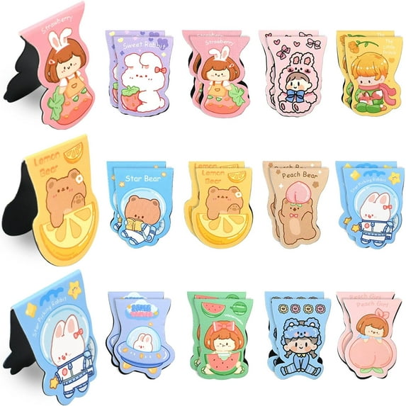 12PCS Cute Bookmarks for Kids, Kawaii Magnetic Bookmark Clip, Bookmarks Cute for Girls Boys Students Reading Lovers Gifts, Funny School Stationery Baby Shower Party Favors