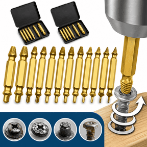 12PCS Damaged Screw Extractor Set Broken Stripped Screw Remover Kit HSS 4341 High Speed Steel Bolt Extractor Drill Bit Set for Removing Rusted Screws Studs Bolts Fasteners