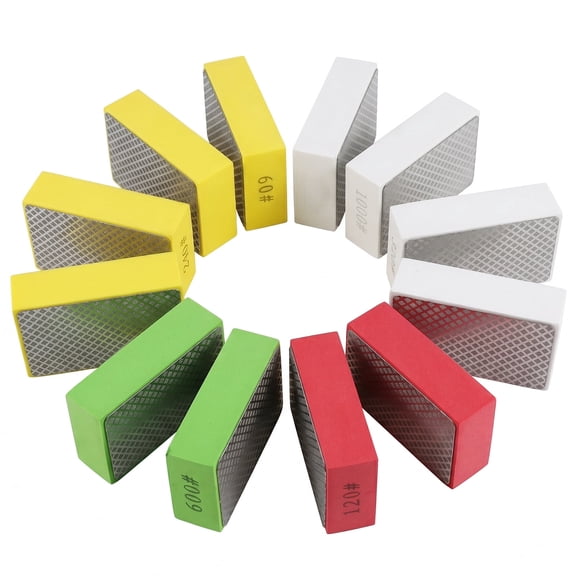 12 PCS Diamond Hand Polishing Pads Wet Dry Reusable Diamond Sanding Pads 60 to 1000 Grit Assortment for Stone Granite Glass Tile Concrete