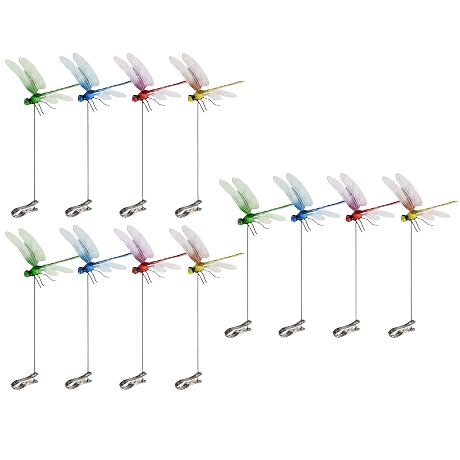 12PCS Dragonfly Clip Bug Repellent 9.8in Plastic Dragonfly Clips Outdoor Garden Stakes Patio Lawn Yard Flying Insect Decor Set