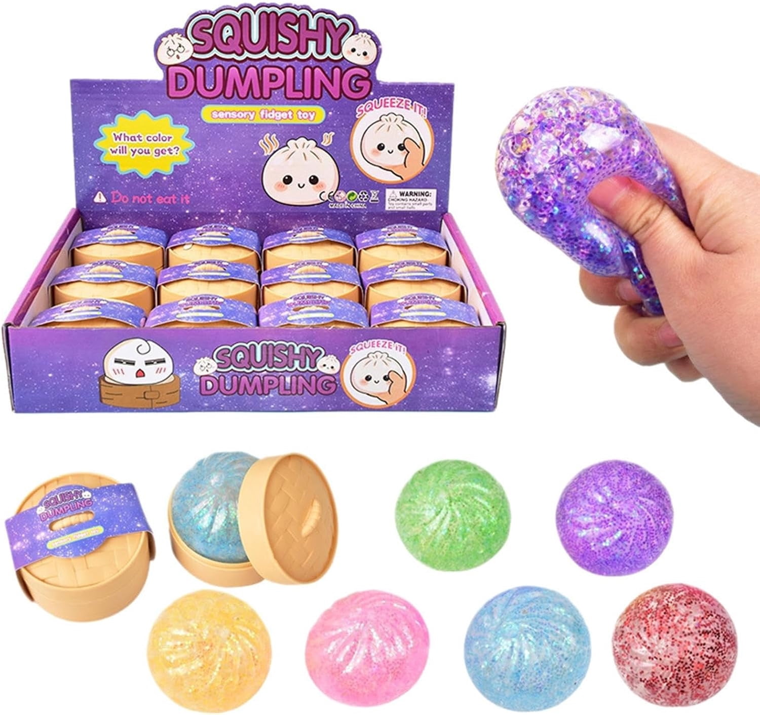 12PCS Dumpling Squishy Dumpling Squishy Bao Bun, Colorful Dumplings Soft Dumplings Squeeze, Easter Gift Party Favor for Easter Basket Stuffers