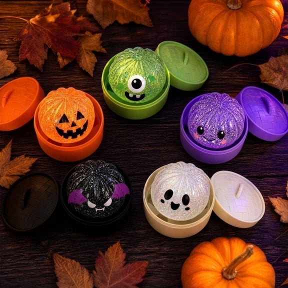12PCS Dumpling Squishy Toys with Steamer,Halloween Mystery Squishy Blind Box,Spooky Fidget Stress Ball Party Favor for Adults