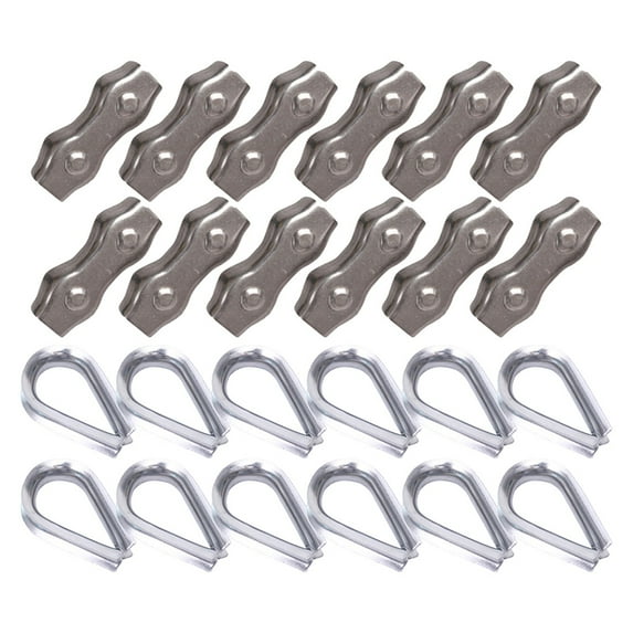 12PCS Duplex Clamp And Wire Rope Thimble Kit 304 Stainless Steel Rope ...