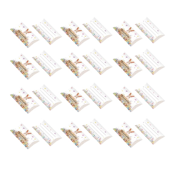12PCS Easter Bunny Holiday Gift Box Pillow Paper Box With Ribbon Card - 12x2 Design For Candy Chocolate Easter Egg - Festive Party Favor (A)