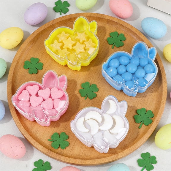 12PCS Easter Bunny Transparent Storage Box for Candy Snacks Small Gifts, Plastic Organizer Containers for Party Favors Holiday Treats(Blue)