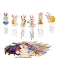 thumbnail image 2 of 12 Pack Easter Bunny Wind Chime Craft Kit - DIY Wooden Decorations With Coloring Activity 2 of 13
