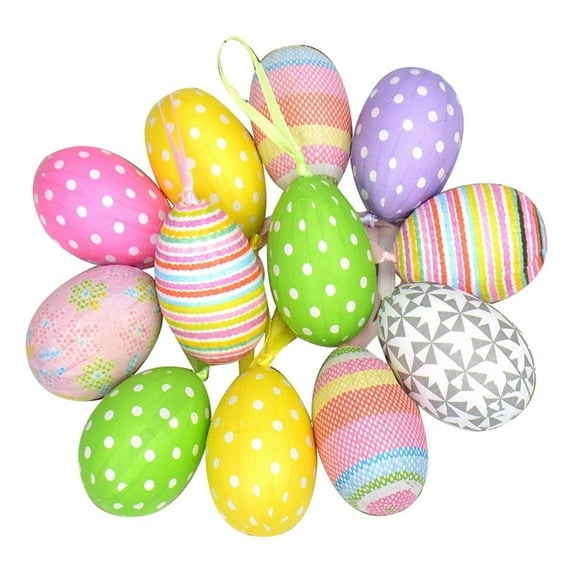 12PCS Easter Egg Ornaments Set, Colorful & Glitter Hanging Egg Decorations for Easter Tree, Spring Party, or Home Decor, for Indoor & Outdoor Holiday Celebrations
