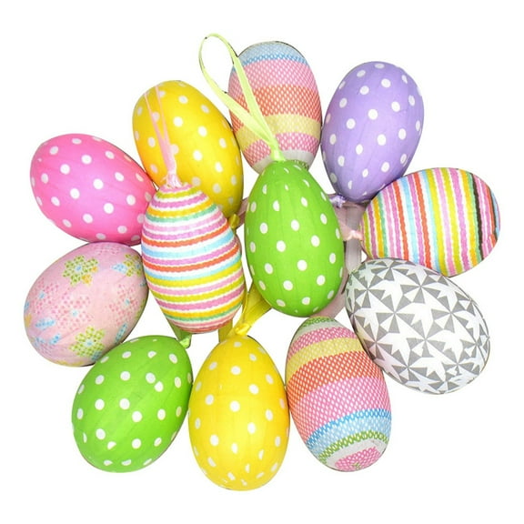 12PCS Easter Egg Ornaments Set, Colorful & Glitter Hanging Egg Decorations for Easter Tree, Spring Party, or Home Decor, for Indoor & Outdoor Holiday Celebrations