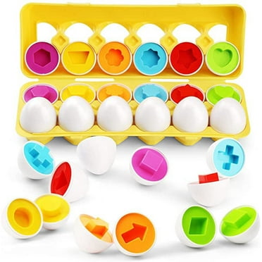 12PCS Easter Toy Matching Eggs Montessori Sensory Toys for Babies - Color Shape Sorter Learning and Educational Toy for Toddlers 2-3 Year Olds, Easter Party Favors
