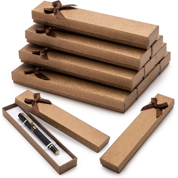 12PCS Empty Pen Presentation Box, Ink Pen Display Boxes Bulk, Brown Cardboard Pen Case, Ballpoint Fountain Pen Jewelry Display Box, Gift Collection Case for Classroom Office Birthday Fathers Day