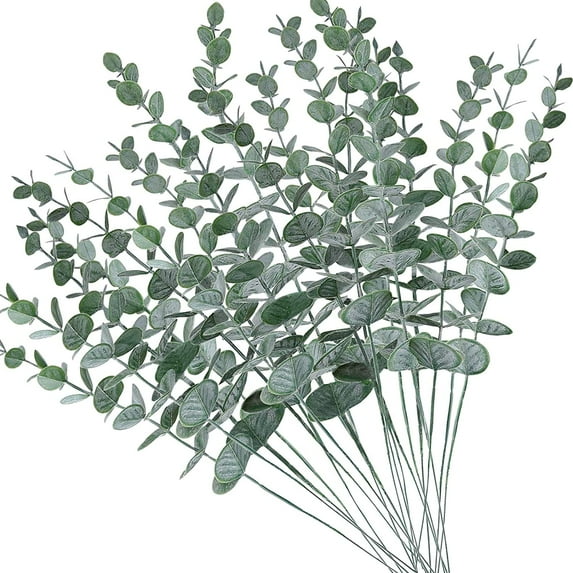 Dalrosia 12PCS Eucalyptus Stems Decor Artificial Eucalyptus Leaves Faux Greenery Branches for Wedding Centerpiece Flower Floral Arrangement Farmhouse Home Decoration