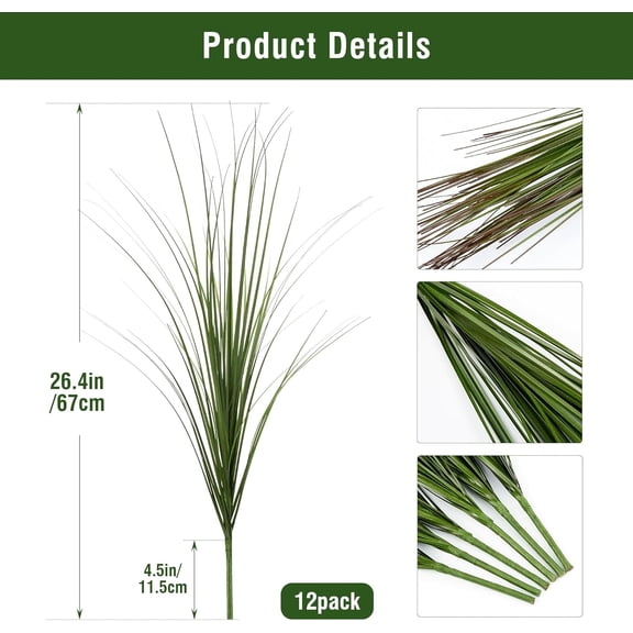 12PCS Fake Plants Artificial Wheat Grass Plastic Plants Fake Grass Artificial Plants for Outdoor Decor Artificial Grass Plant with Stems for Indoor Home Decoration 26.4"