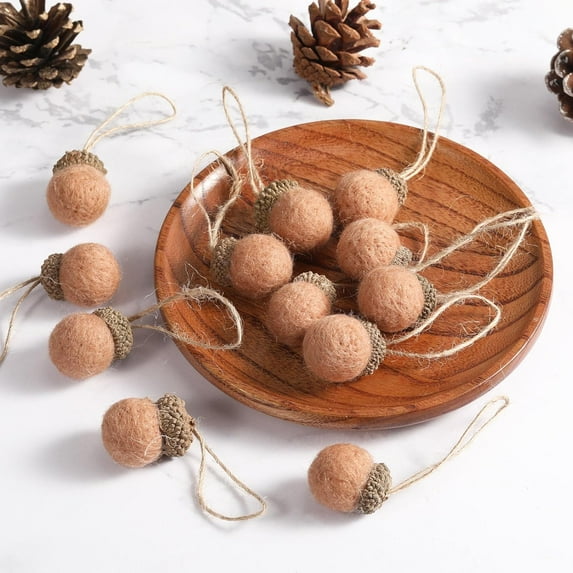 12PCS Felt Acorn Ornaments Fall Hanging Ornaments Felt Acorn Garland for TreeFarmhouse Acorn Room Woodland Party Decor for Fall Christmas