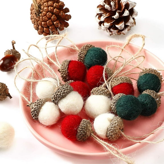 12PCS Felt Acorn Ornaments Fall Hanging Ornaments Felt Acorn Garland for TreeFarmhouse Acorn Room Woodland Party Decor for Fall Christmas