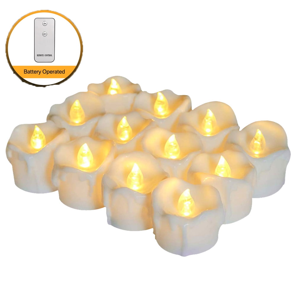 12PCS Flameless Candles Battery Operated Realistic Candle Flickering Bulb Warm White Tea Light with Remote Control Best for Holiday Decoration Party Wedding