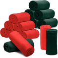 thumbnail image 1 of 12PCS Fleece Throw Blankets Bulk 60 x 50 in Soft Blankets Fabric Warm Lightweight Wool Blanket Cozy Coverlet for Beds Sofas Home for All Seasons (Red + Green), 1 of 14