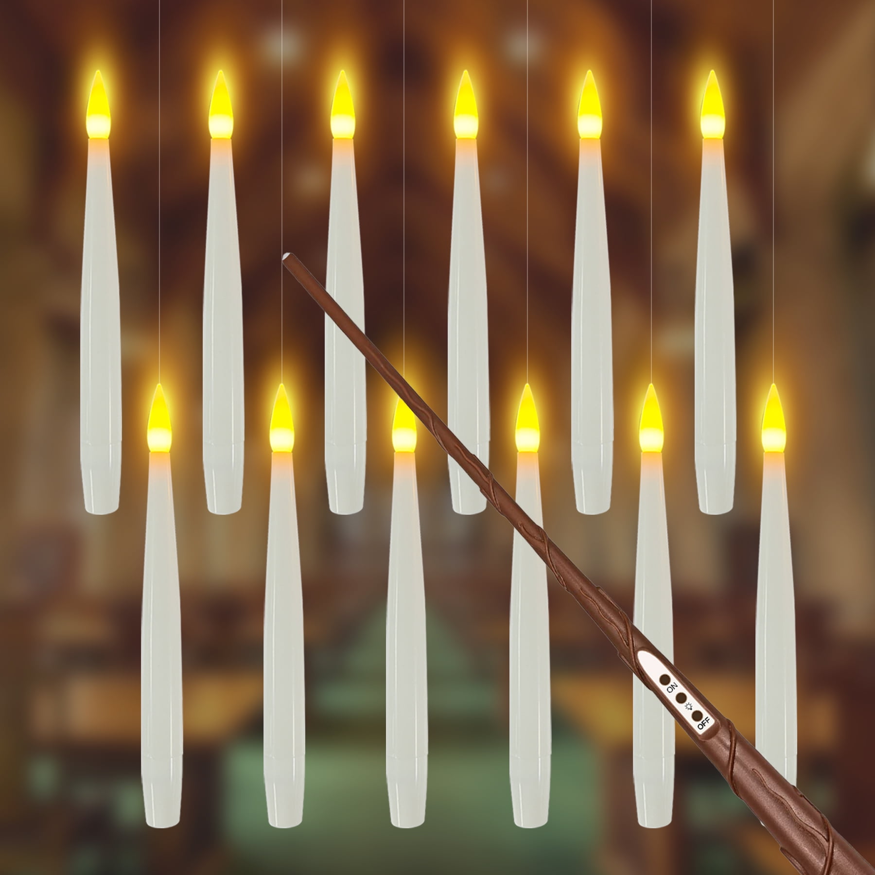 Floating WHITE Candles battery Operated With 'wand' Remote Control 