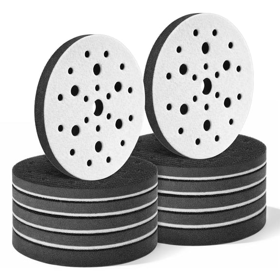 12PCS Foam Interface Pads, 6 Inch 25 Holes Hook and Loop Soft Density Sponge Cushion Buffer Backing Pad, Professional Sponge Sanding Pads for Orbital Sander Automotive Woodworking Polishing
