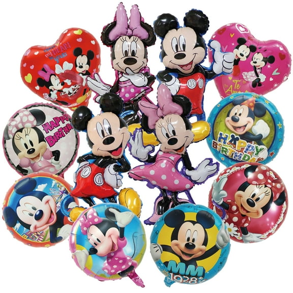 12PCS For Mickey Themed For Mouse Clubhouse Birthday Party Foil Balloon Decorations Cute Cartoon Movie Balloon Celebration Party Kit Supplies