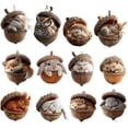 thumbnail image 1 of 12PCS Forest Animal Acorn Ornaments, 2D Cozy Forest Woodland Christmas Ornaments, Pine Cone Animal Deco for Christmas Tree, Squirrel Acrylic Hanging Ornament for Home Decor, 1 of 9