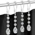 thumbnail image 1 of 12PCS Gemstone Crystal Bead Shower Curtain Hooks Rings for Bathroom, Water Drop Stainless Steel Rust Resistant Clear Shower Curtain Rings Bathroom Decorations, 1 of 7