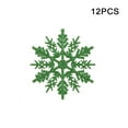 thumbnail image 1 of 12-Pack Glitter Snowflake Christmas Ornaments - Shiny Hanging Decorations for Tree, Window & Home Holiday Decor (Green, 3.9" In Dia), 1 of 7