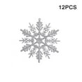 thumbnail image 1 of 12-Pack Glitter Snowflake Christmas Ornaments - Shiny Hanging Decorations for Tree, Window & Home Holiday Decor (Silver, 3.9" In Dia), 1 of 7