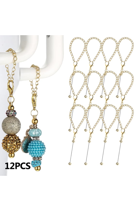 12PCS Gold Stanley Cup Charm Accessories Set, Beaded Straw Charms for Tumbler, Cute Cup Decorations for Stanley Cups