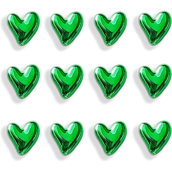 12PCS Green Fridge Magnets Cute Love Heart Magnets for Refrigerator 0.83inch Small Photos Decorative Magnet Set Home Kitchen Fridge Office Whiteboard Decor